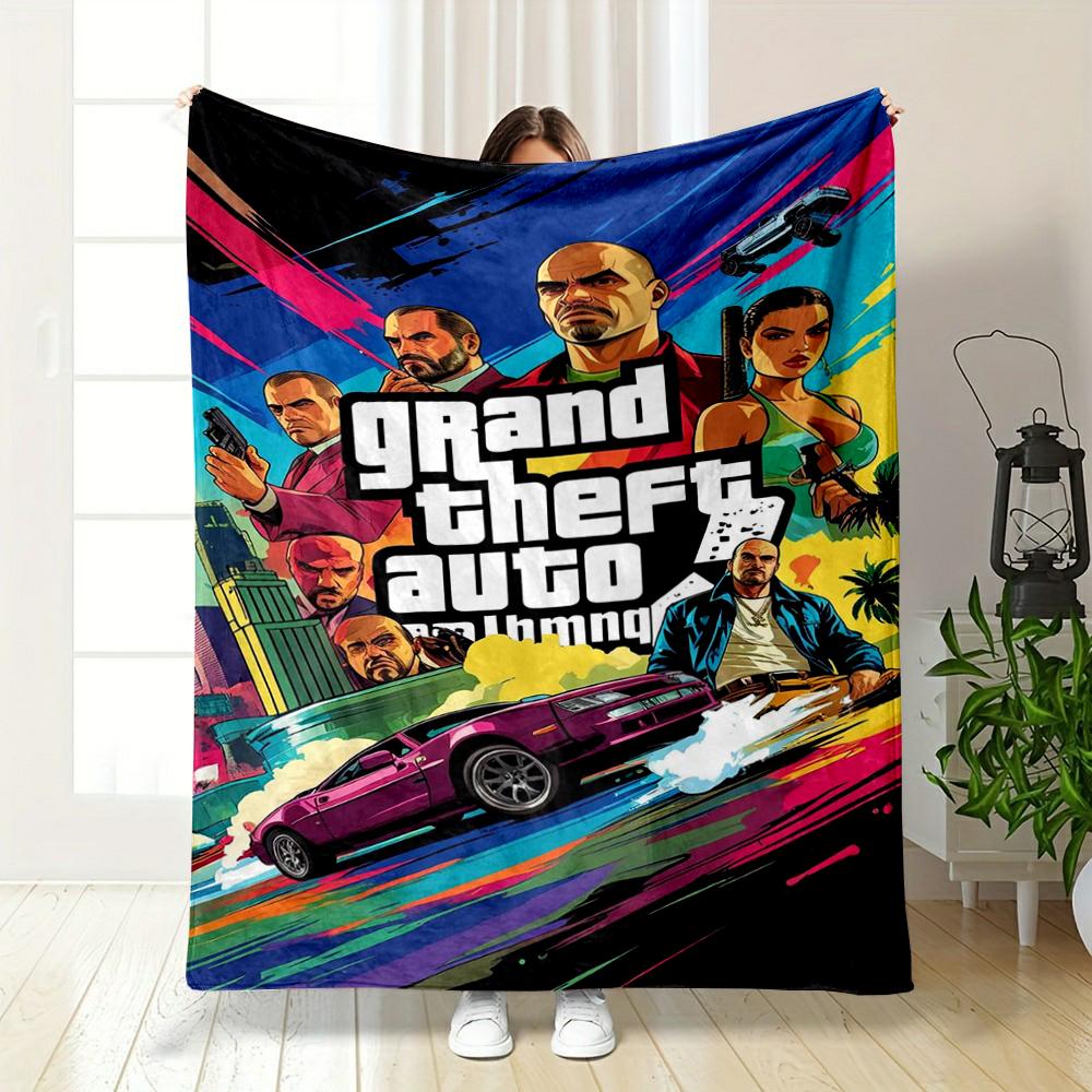 Grand Theft Auto Art Style Warm blanket Design Flannel blanket for bedroom, living room, sofa, and nap sofas