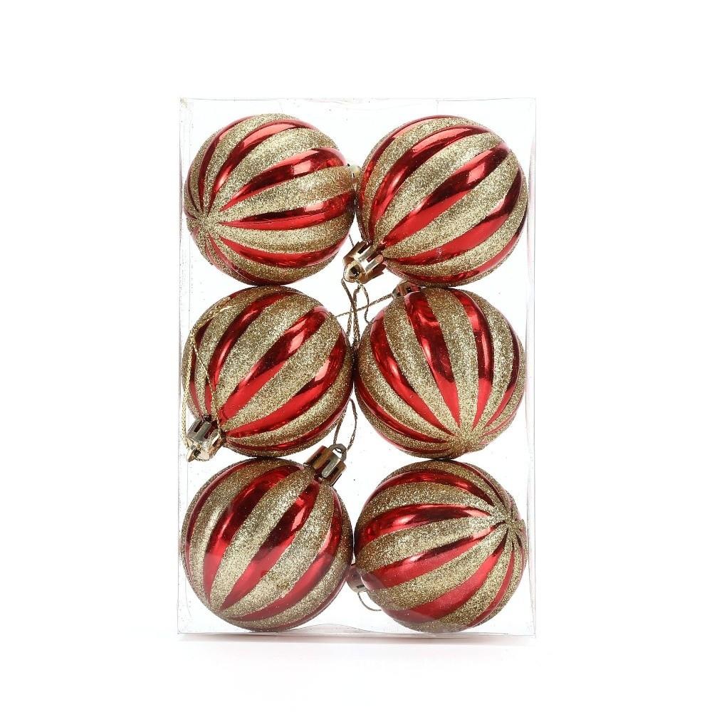 

6 шт. Расписной пластиковый рождественский шар для рождественской домашней вечеринки, праздничного торжества 6