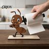 Decorazione Casa Decorativa Regalo Animali Divertenti Portarotolo di Carta Igienica in Legno, Decorazione Bagno Animale 3D, Carino Cartone Animato Stile Rustico Porta Rotolo Autoportante