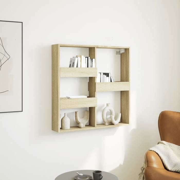 VidaXL Armoire murale chêne sonoma 80x15x80 cm bois d'ingénierie, armoire murale flottante, étagère murale, vitrine murale, 854546