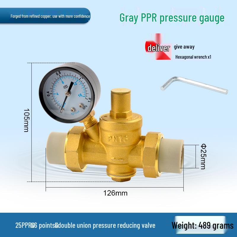 Water Pipe Pressure Reducing Valve for Home Heaters - PPR20/25/32, 4-Point PE Fitting