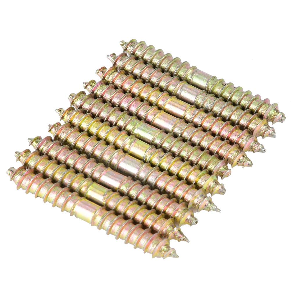 10pcs 6*50mm Dowel Screw Woodworking Furniture Connector Double Ended Screw