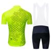 Unisex Cycling Jersey Set Short Sleeve Bib Shorts Breathable Moisture Wicking Bike Wear
