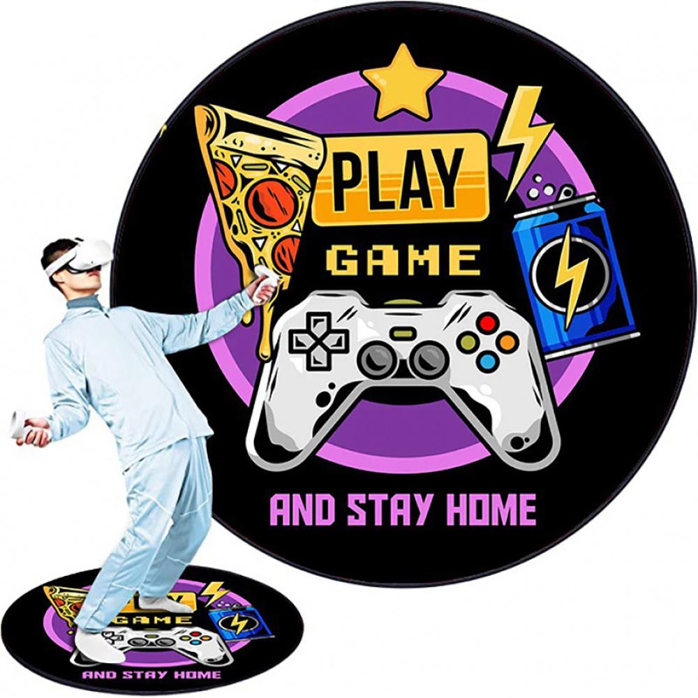 

VIKAMA Round VR Game Theme Loop Pile Rug - Washable Stain-Resistant Mat for Hotel, Bedroom, Gaming Room Decor 60cm 24inch