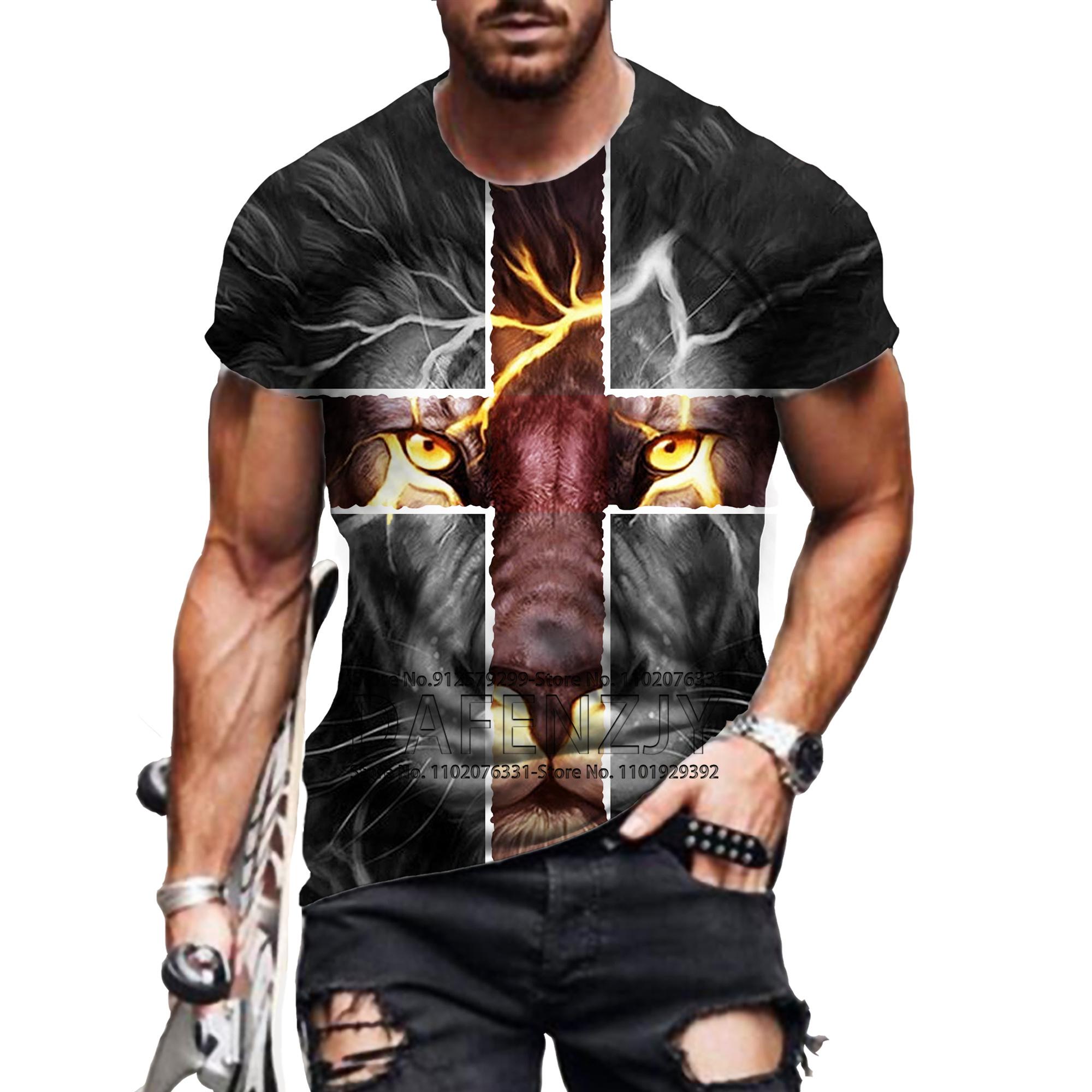 

Летний топ с круглым вырезом и принтом в виде животных 3D, модные повседневные футболки с короткими рукавами для мужчин 6XL