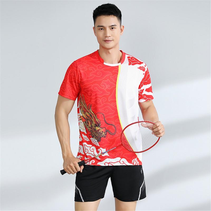 Unisex Badminton Sport Set Short Sleeve Top Shorts Men Women Kids Athletic Wear