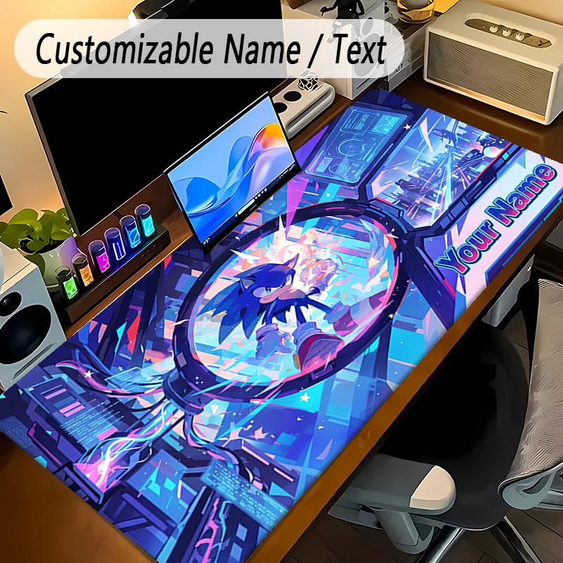 Large Mouse PadSonic Custom Name Text Personalized Desk Mat Non Slip Gaming Pad
