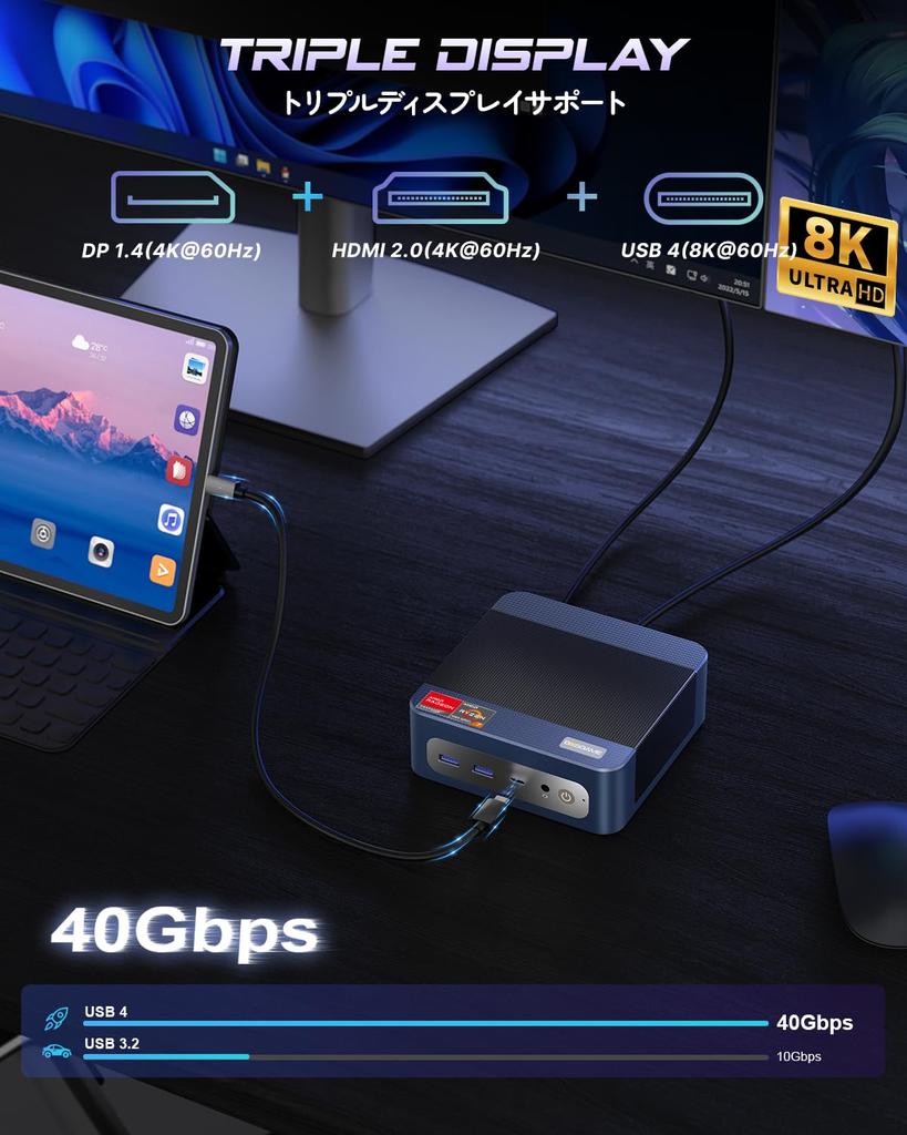 BOSGAME Mini PC AMD Ryzen 7640HS P3MIX mini pc 8C16T up to GHz DDR5 SSD 760M Windows 11 Pro compatible Silent fan LAN USB4 WIFI6E Small form factor