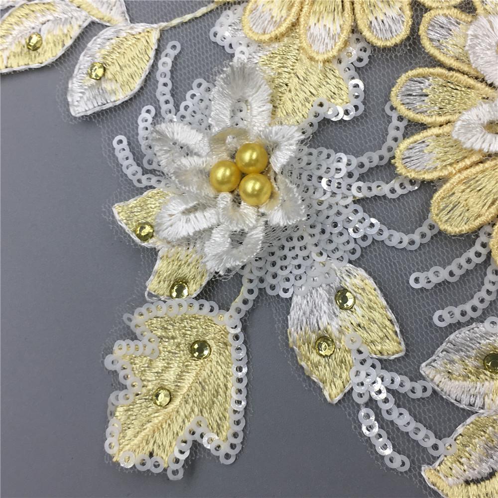 Lace Sequined Lace Collar Three-Dimensional Flower Imitation Pearl Embroidery Diy Decorative Dress Clothing Decal Accessories