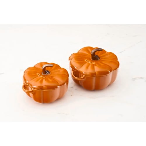 Staub "Pumpkin Cocotte 13cm" Ceramic Heat-Resistant Storage Container, Microwave-Safe [Official Japanese Product] La Cocotte Special Shape 40511-555