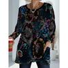Women Vintage Floral Pocket Blouse