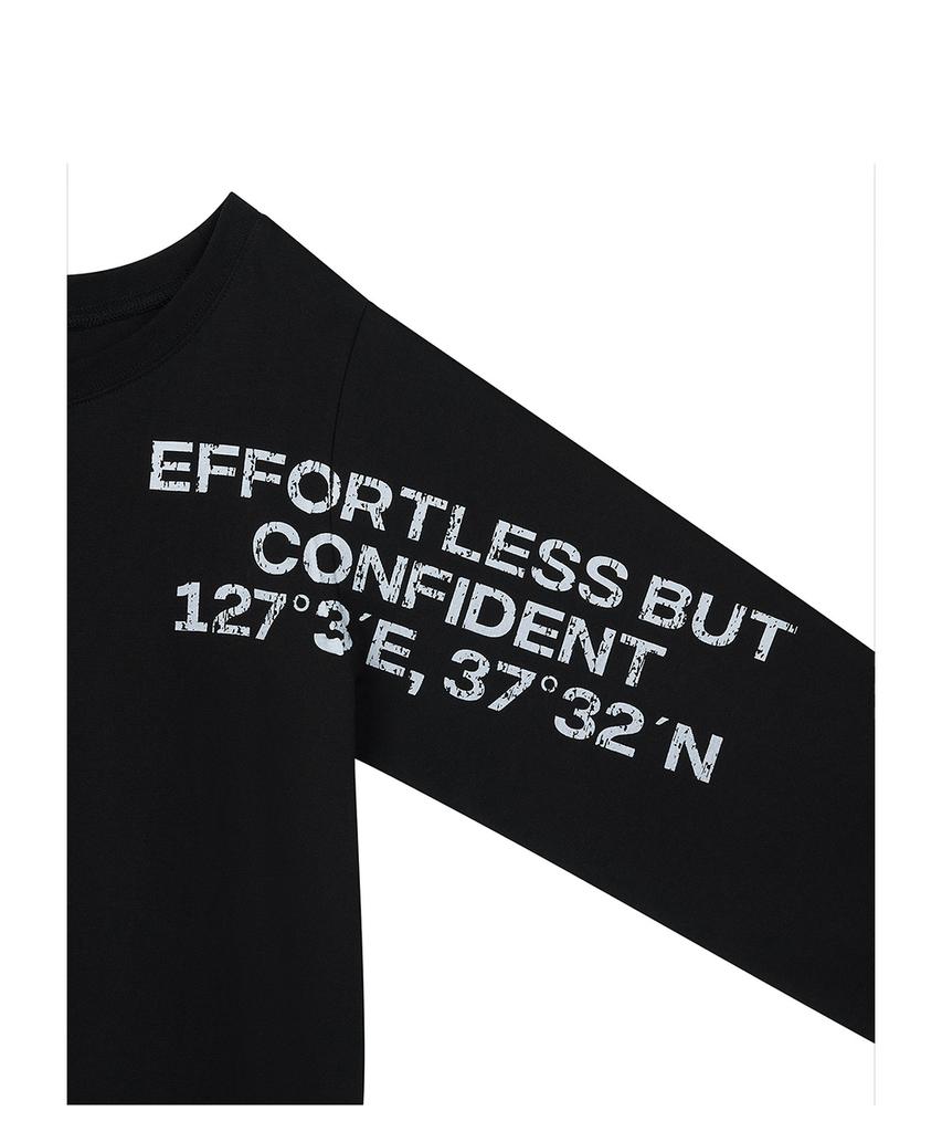 Lotaib Off-Shoulder Crack Logo Long-Sleeve - Black