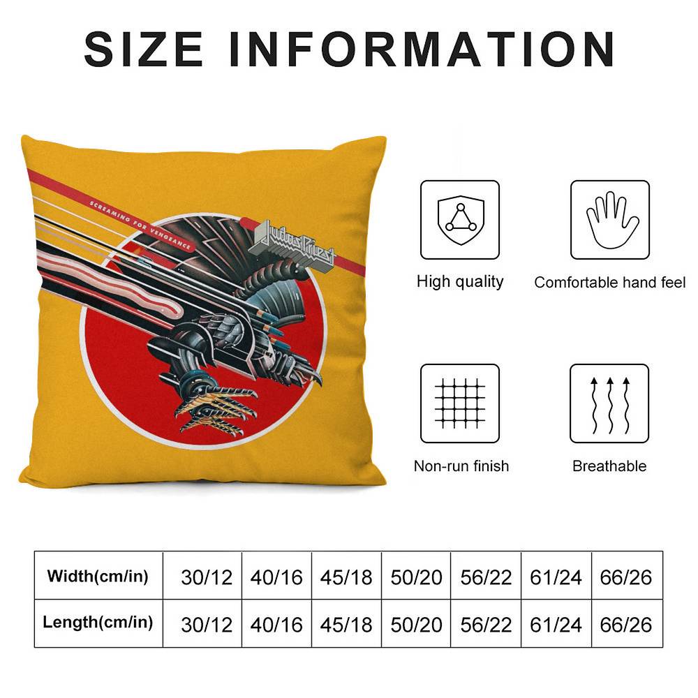 Cool J-Judas P-Priest Pillow Case Plush Fabric Soft Double Sided Print Sofa Cushion Cover Throw Pillow Covers