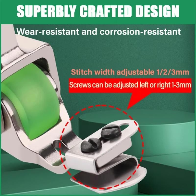 Multifunctional Roller Presser Foot Sewing Machine Hemming Presser Foot for Curtains Bedding Fabric Clothing Crafting