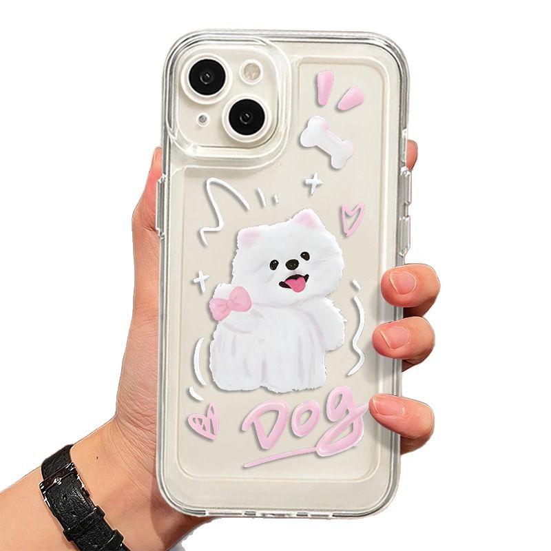 Bow Dog Compatible iPhone 14 Pro Case iPhone 15 Shockproof XS Max Soft 11/12/13 Trendy 17