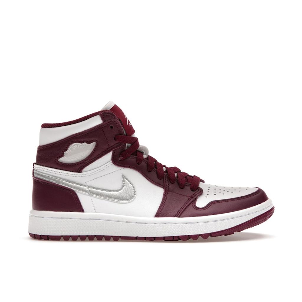 Air Jordan 1 High Golf Bordeaux Unisexové tenisky Červená Bílá Metalická-Stříbrná DQ0660-103