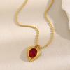 Stainless Steel Ruby Love Bead Chain Necklace, Waterproof, Gold Pendants, Gift for Women