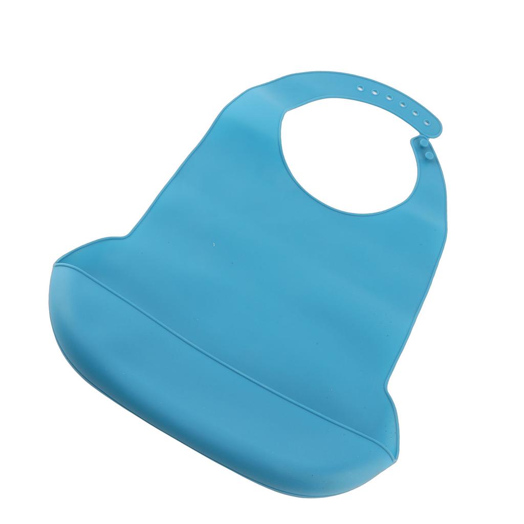 Adult Elderly Bib Waterproof Silicone Clothing Protector Eating Bib with Crumb CatcherBlue