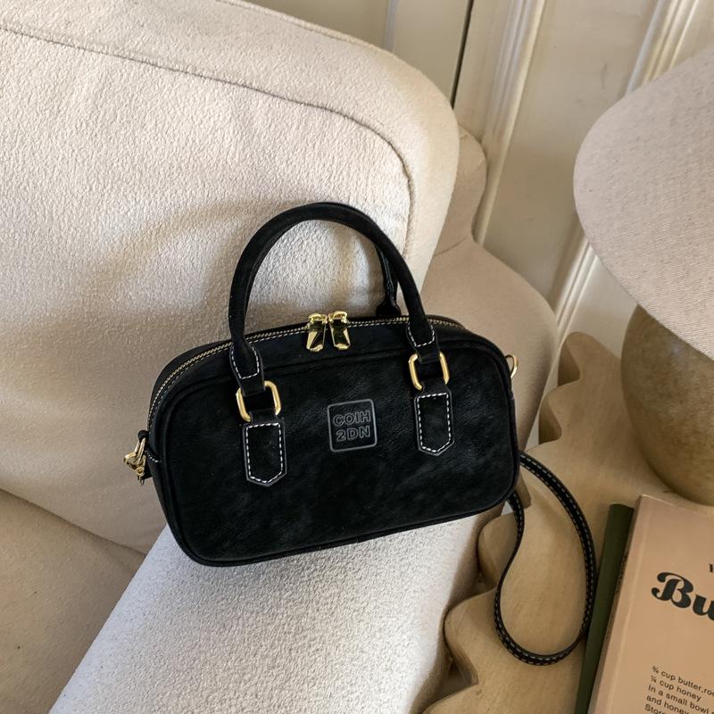 Bag Women's Handheld Winter New Simple Small Square Bag Bowling One Shoulder Retro Fashion Messenger Bag
