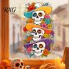 Durable Glass Stickers for Autumn Skeleton Undead Static Sticker, Waterproof PVC Decorative Decals, Indoor And Outdoor Festive Decor Window