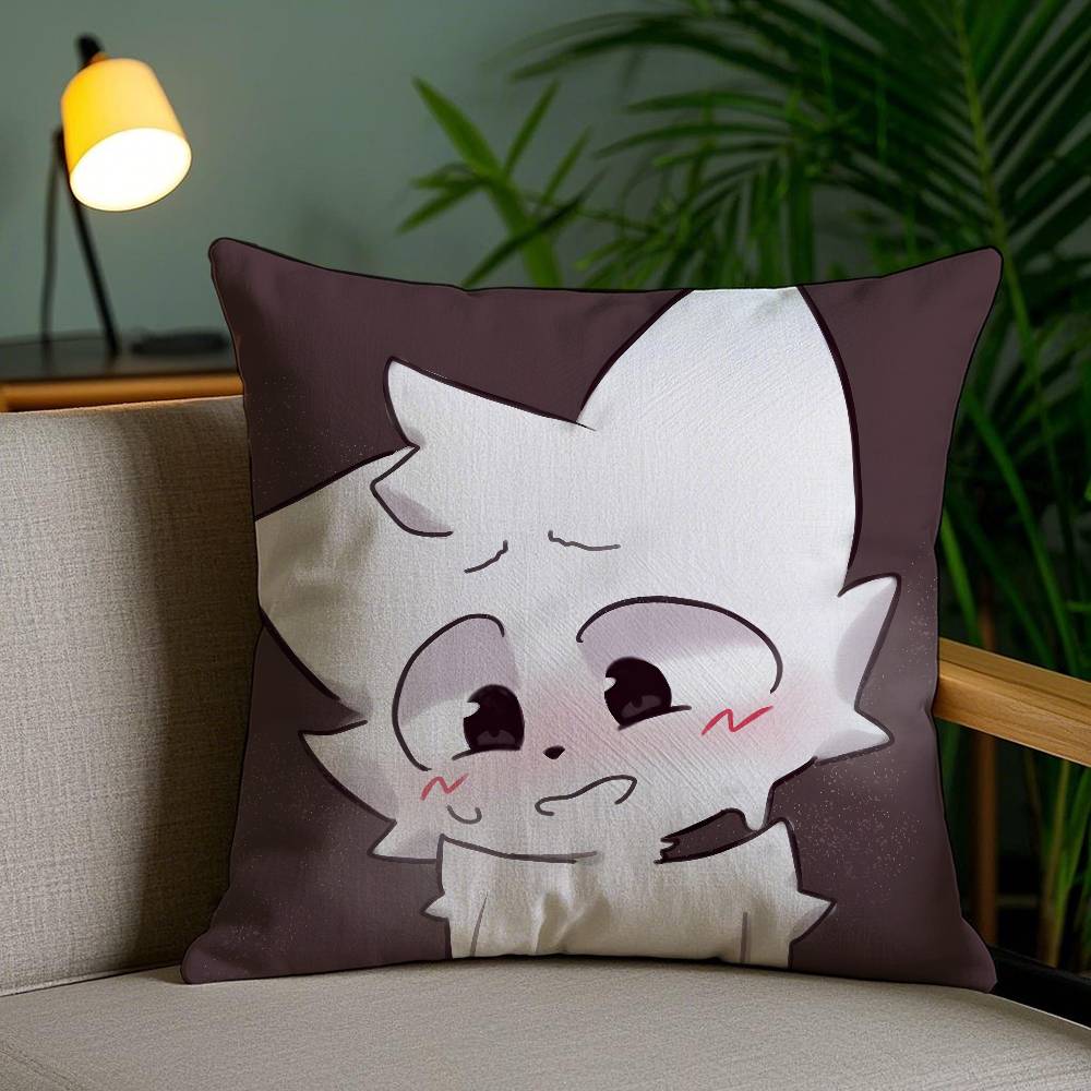 Cute Cartoon Beautiful Cat Boykisser Pillow Case Anti-dustmite Pillowcase Invisible Zipper Silky Short Plush Sofa Cushion Cover