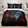 Night Forest Animal Wolf Three-piece Quilt Cover 3D Digital Printing Bedding Set Bed Cover