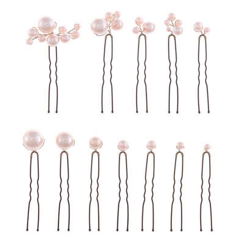 Set von 12 Perlen Haarspangen Styling-Accessoires U-Form Design Sicherer Halt Haarspange für Hochzeit Braut Hochsteckfrisuren Hochsteckfrisuren Formen