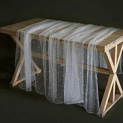 Parel Mesh Kant Chiffon Tafelkleed voor Bruiloften, Verjaardagen, Vrijgezellenfeesten en Boogsluiers