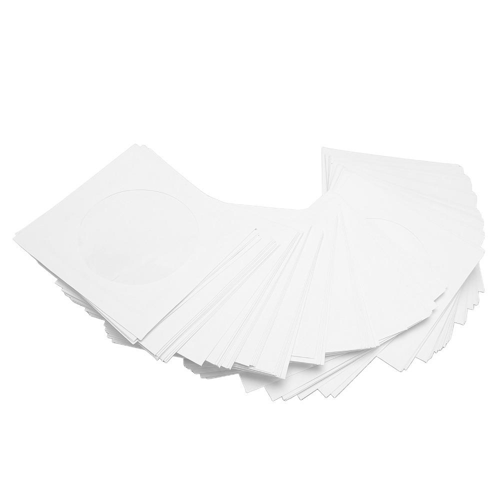 

100PCS Practical Clear Window CD Sleeves Flap Design Reusable Disc Sleeves Envelopes Disc Organization