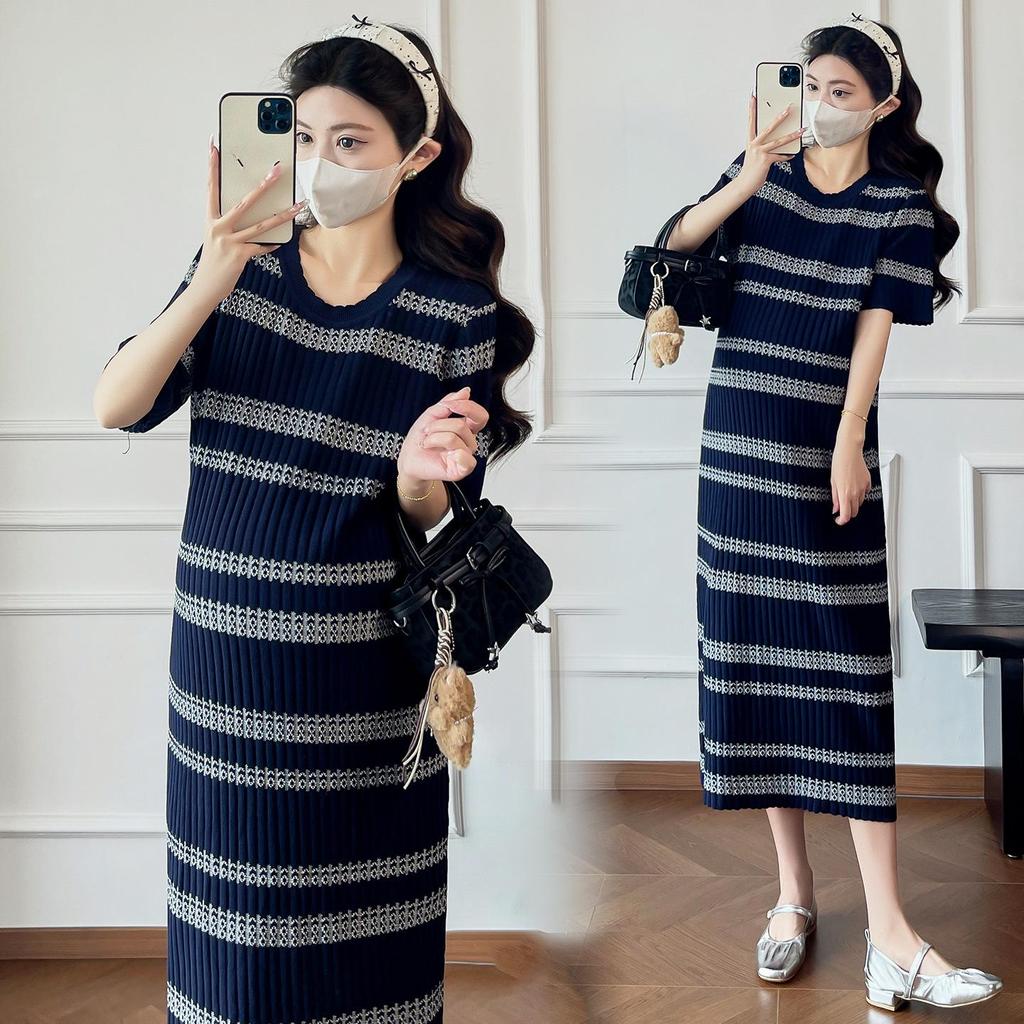 Summer 2026 Striped Knit Maternity Dress: Stylish, Versatile, Trendy Nursing Wear for Moms