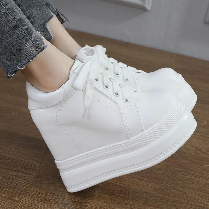 14CM Luxury Brand Ladies High Platform Wedge Boots High Heels Ankle Boots Women white Party Woman Fall Shoes Comfort