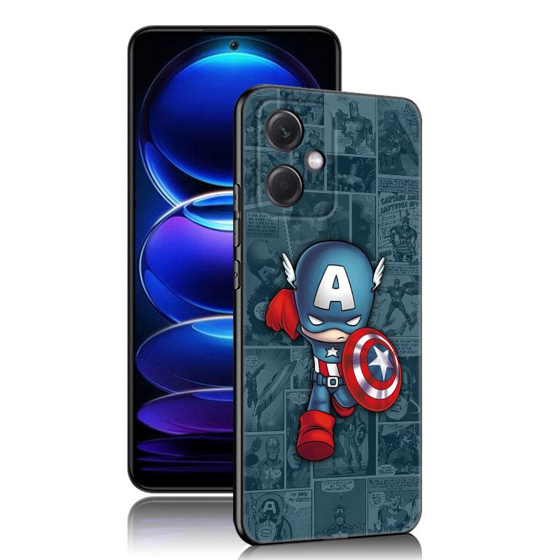 

Капитан Америка черный силиконовый чехол для телефона Xiaomi Redmi Note 10 11 11S 12 13 4G 8 9 11T Pro 5G Plus 8T 9S 10S 12S Redmi Note 10 Pro