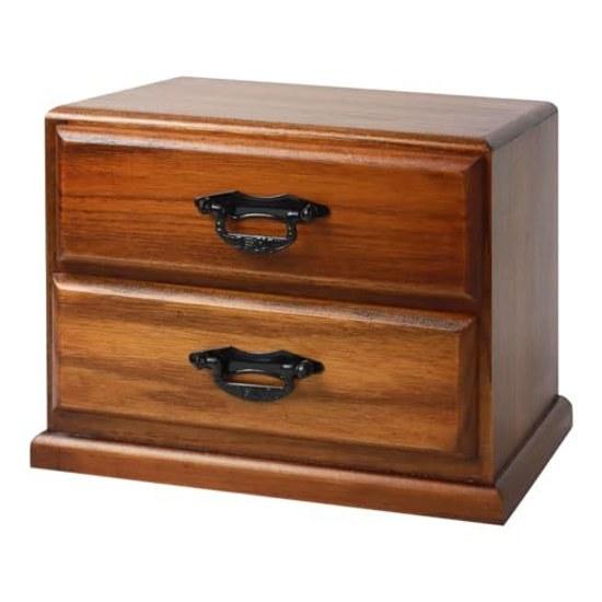 Wooden dresser mini chest two drawers Japanese style tabletop two-tier drawer small item storage organizer holder desk interior antique room urushi