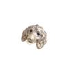 Cute Kitten Puppy Head Ring With Bow & Sparkly Stones Unique Animal Jewelry For Women Perfect Gift For Cat Dog Lovers