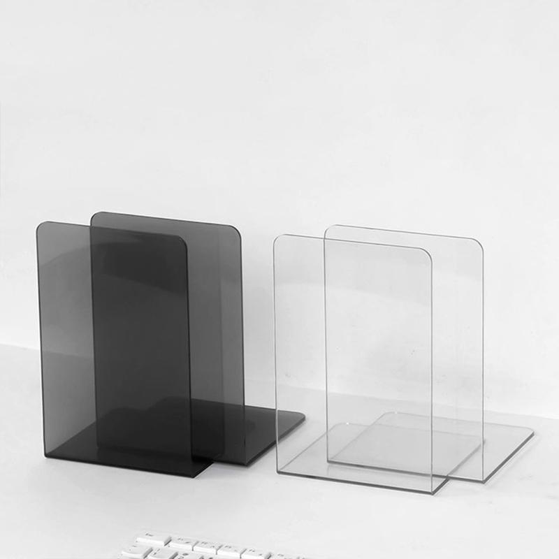 2 Pcs L-Shaped Transparent Book Ends Fall-resistant Acrylic Book Ends Clear Acrylic Bookends for Shelves Organizer