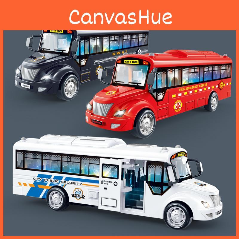 Plastic Public Bus Playset With Sound And Light Function Kids Simulation Model