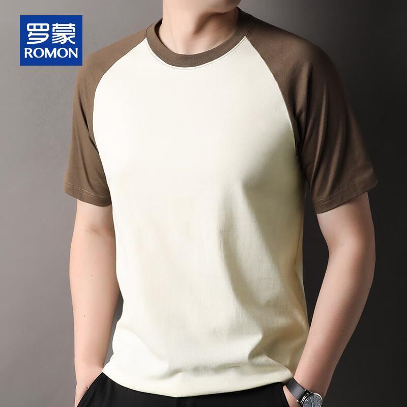 ROMON Men s Pure Cotton Casual Short Sleeve T-Shirt L