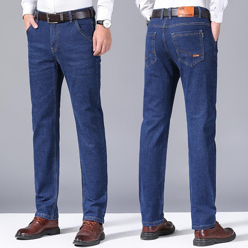 Spring/Summer New Arrival Men's Mid-Rise Stretch Denim Trousers Straight-Leg Loose-Fit Casual Long Trousers