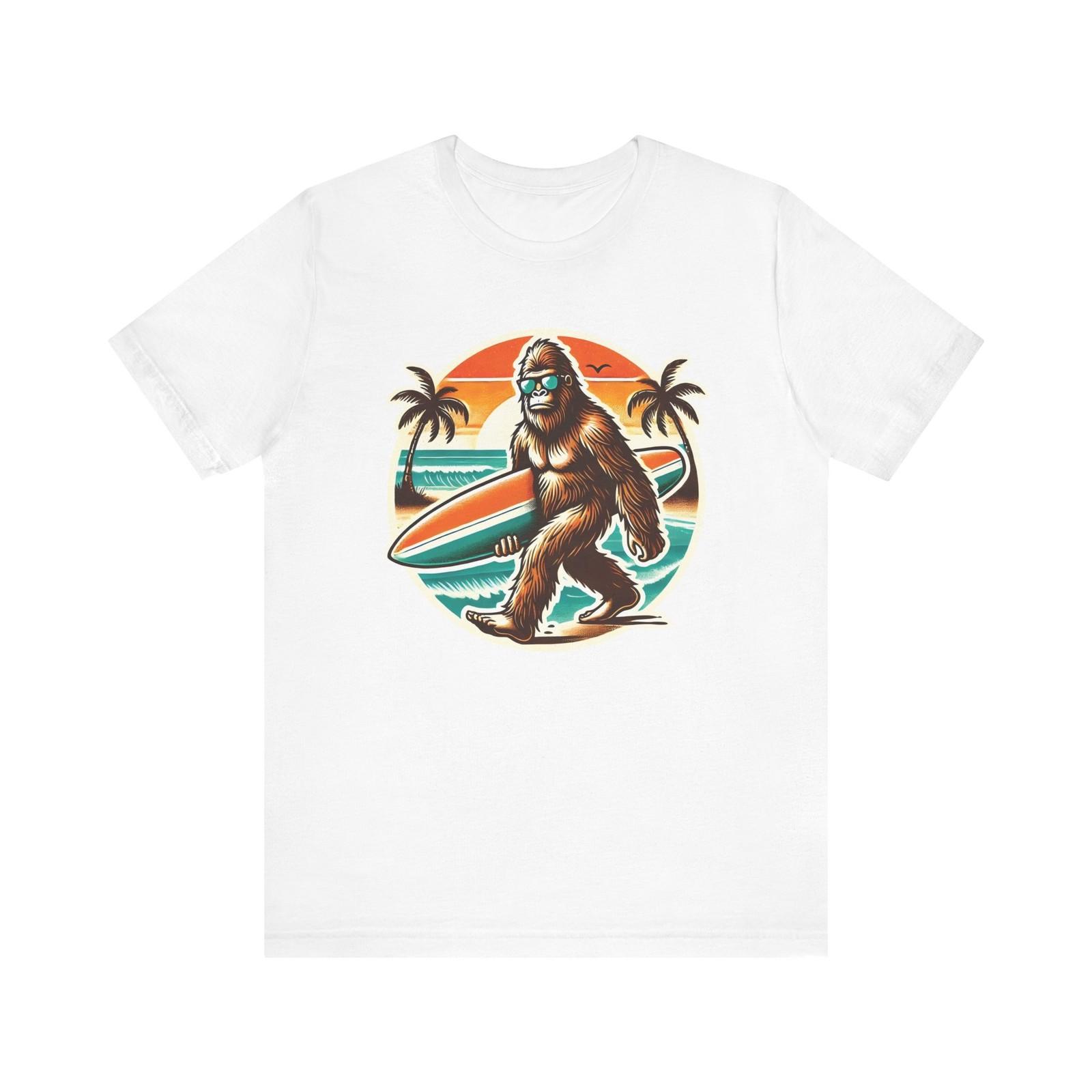 Unisex Funny Bigfoot Surfing Shirt Aloha Hawaiian Beach Graphic Design T-Shirt S разноцветный