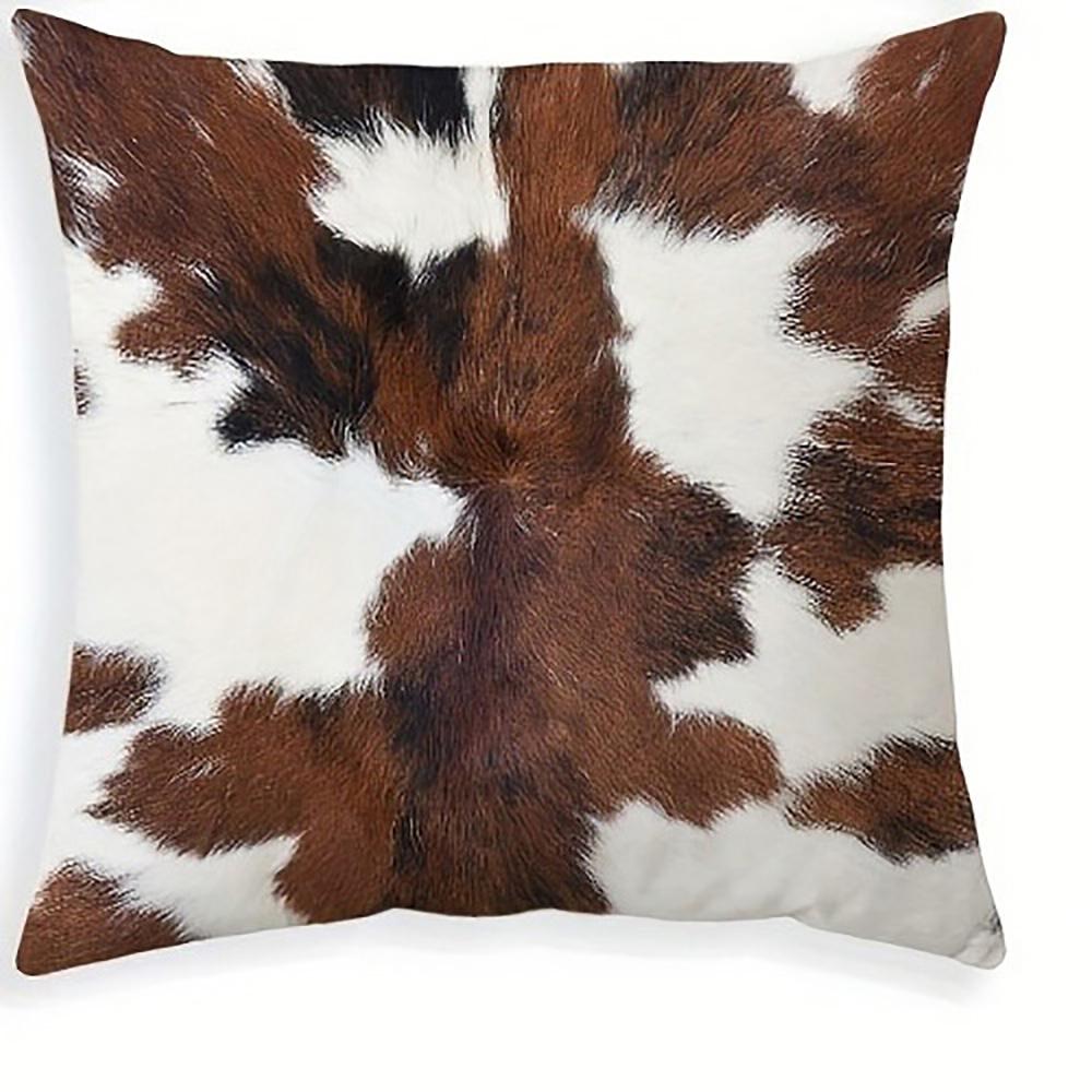 

Brown and White Cowhide Patterned PillowcasesSuitable for sofa car bedroom decorative cushion cover pillow cover 16x16Inch
