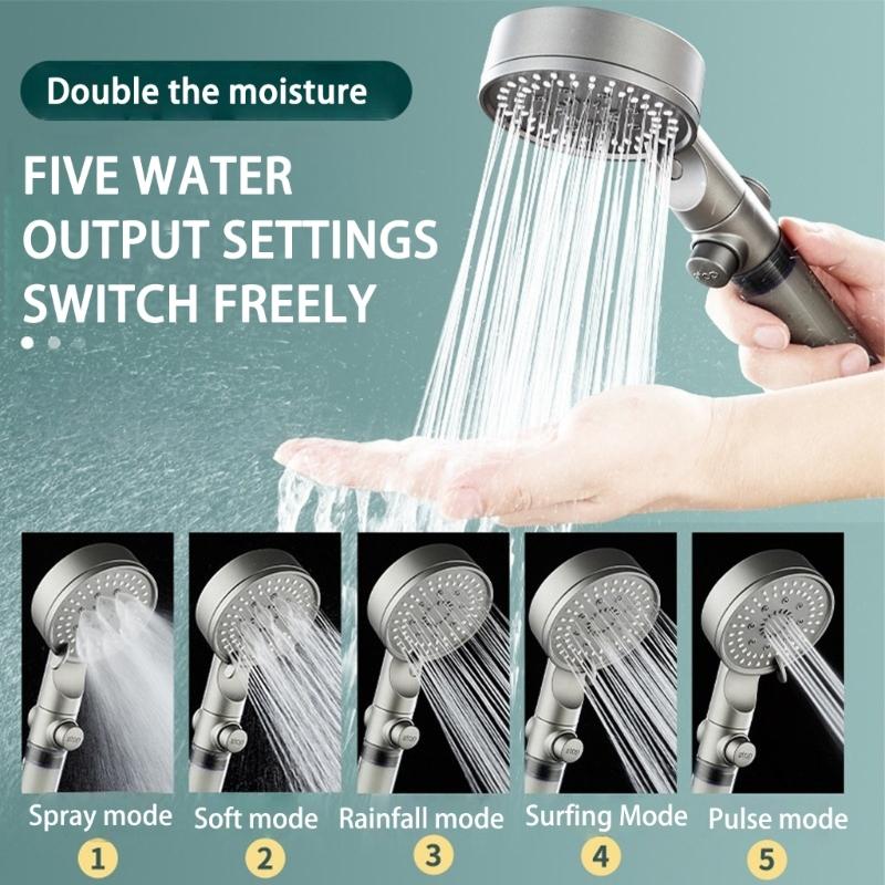 5 Sprays Mode Power Washing Shower Head with Universal Connector and Long Service  Meltblown Filter