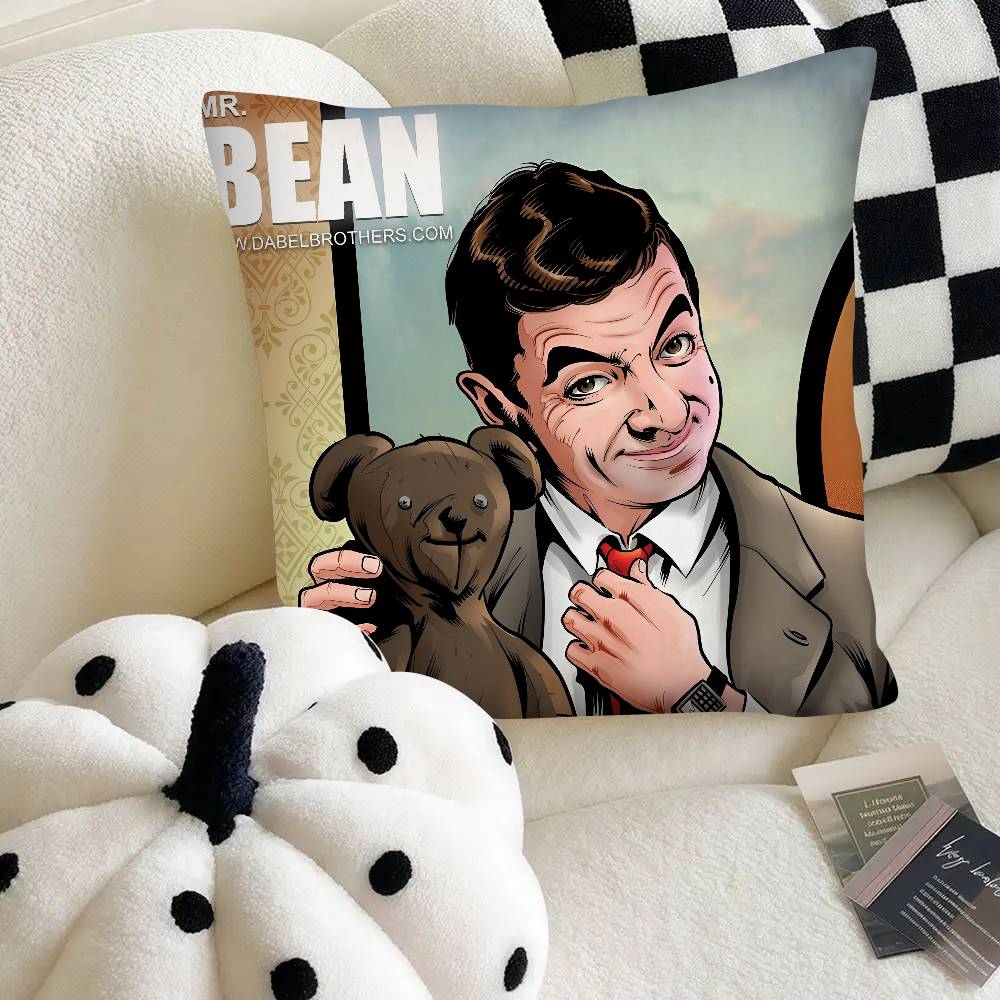 

M-Mr Bean Pillow Case Square Pillow Bedroom Sofa Leisure Comfort Cushion Car Home Decoration 20x20Inch