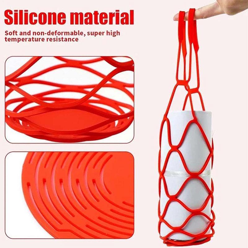 Portable Foldable Red Wine Tote Bag Bottle Carrier Food-Safe Heat-Resistant For Juice/Fruits Hanging Storage  Placemat 2-In-1