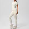 Solid Color Double-sided Brushed Breathable High Elasticity Tight Yoga Suit Set, Sports Running Fitness Two-piece Set