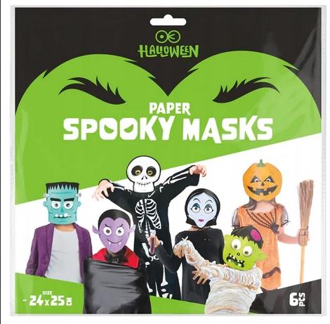 Maski Papierowe Halloween Monsters 24X23Cm 6Szt.