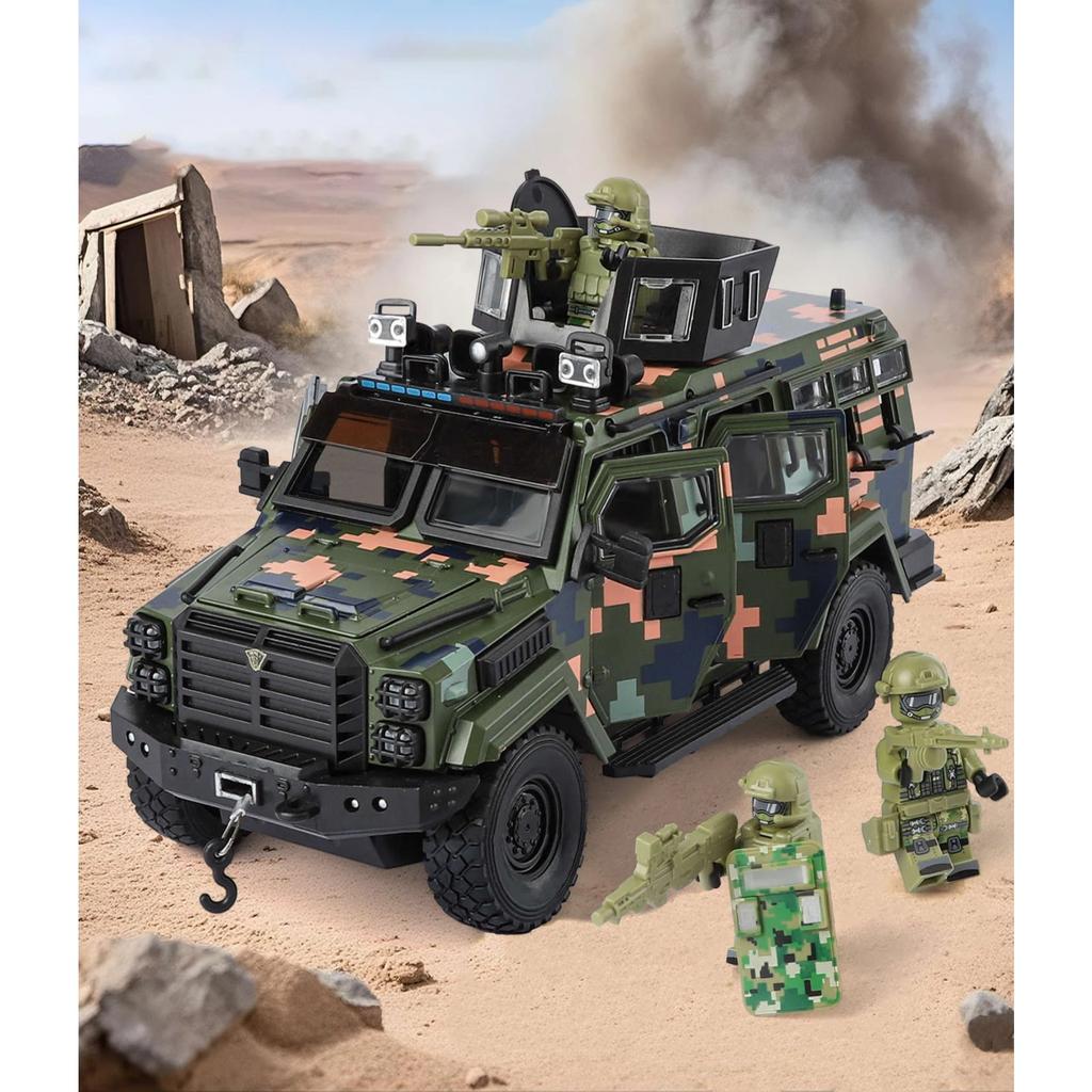 1/24 Ford Sword Toothed Tiger Armored Vehicle Alloy Die Cast Toy Car Model Sound and Light Children's Toy Collectibles Birthday Gift