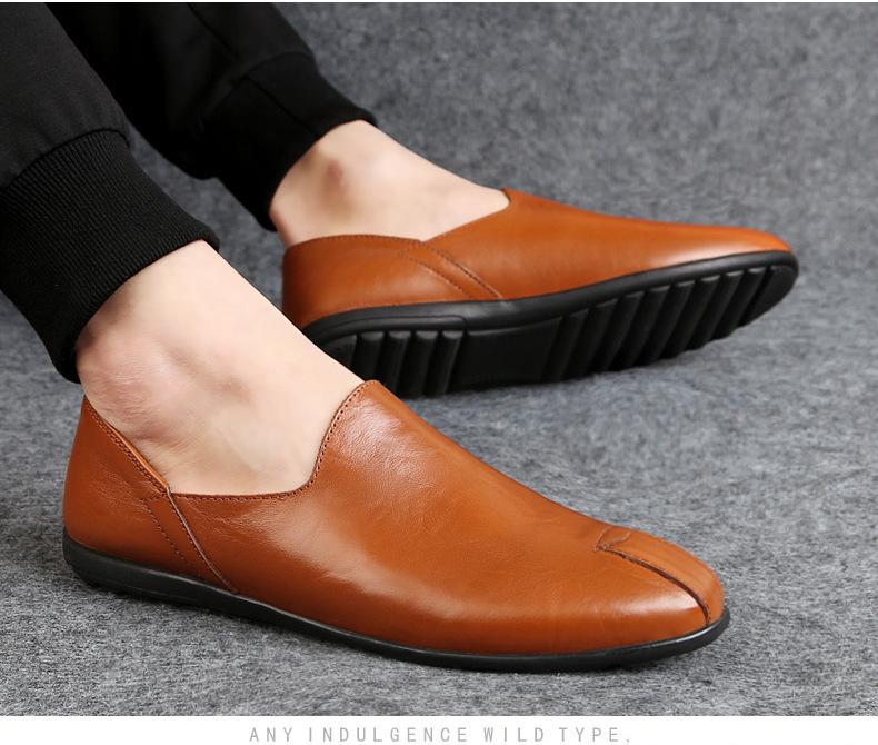 Men's Plus Size Cowhide Loafers - Autumn Slip-on Casual Driving Shoes