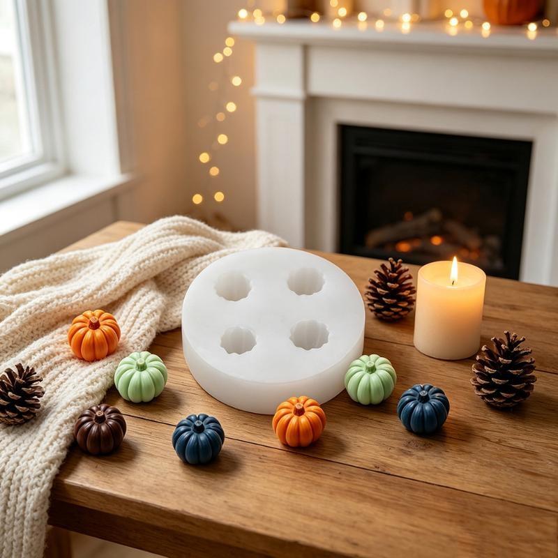 Pumpkin‑Shaped Scented Candle Silicone Mold, Epoxy Resin & Plaster Casting Mold, Non‑Stick Easy‑Demold High‑Temp Resistant