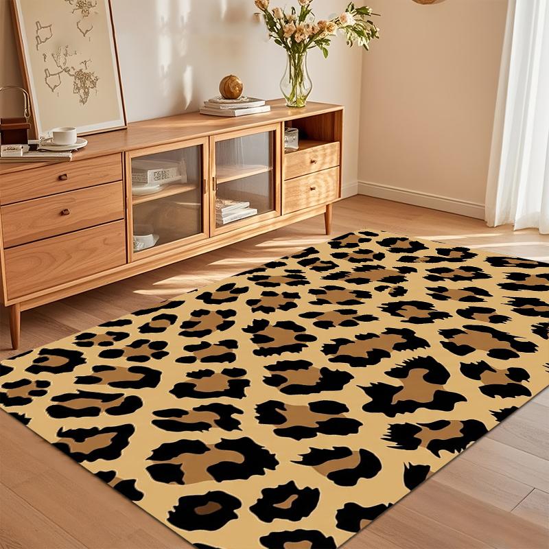 Leopard Print Area Rug for Living Room Bedroom Bold Animal Print Safari Chic Exotic Home Decor Soft Non Slip Washable Floor Mat