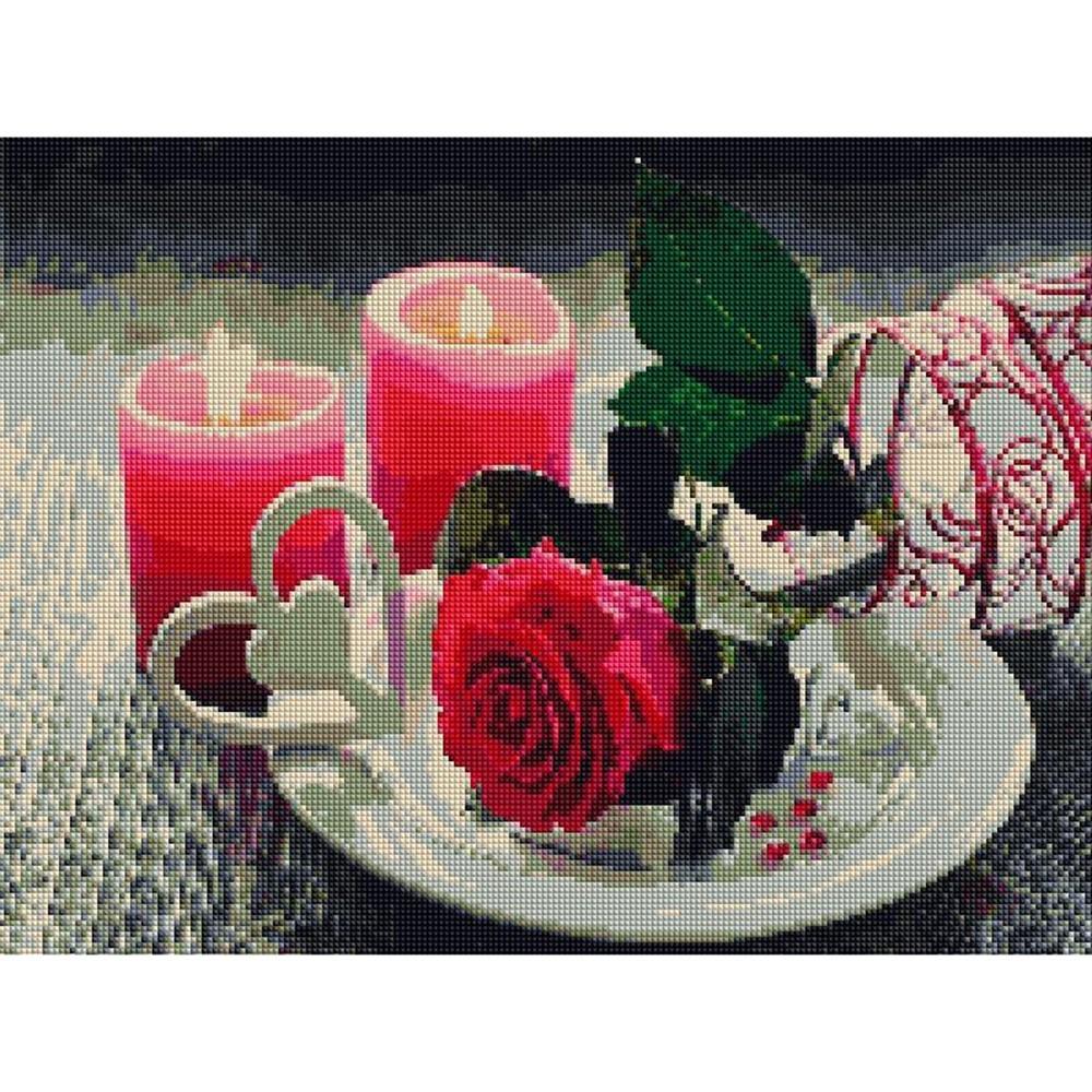 Huacan DIY Diamond Embroidery Pink Rose Diamond Painting Flower Rhinestone Mosaic